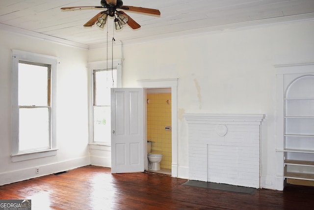 210 E Church St, Sandersville, GA 31082 - unfurnished room featuring a ceiling fan, ornamental molding, and wood finished floors