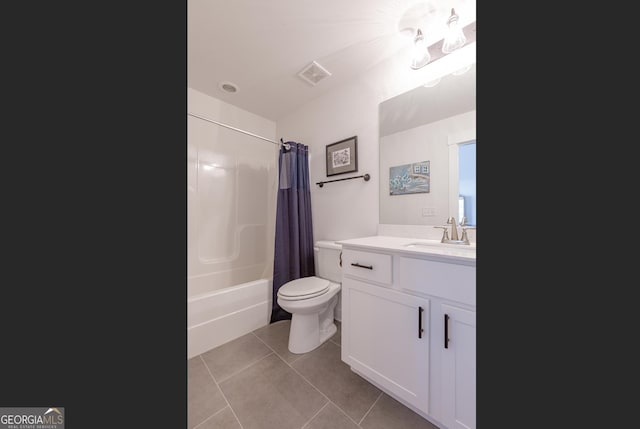 295 Graceton Farms Dr, Senoia, GA 30276 - bathroom featuring tile patterned flooring, toilet, vanity, and shower / tub combo