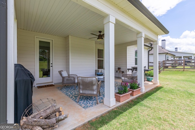 295 Graceton Farms Dr, Senoia, GA 30276 - view of patio / terrace featuring a ceiling fan
