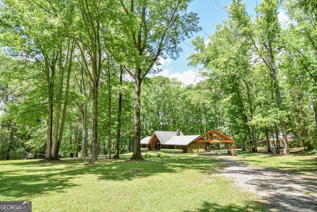 view of grassy yard featuring a carport and driveway