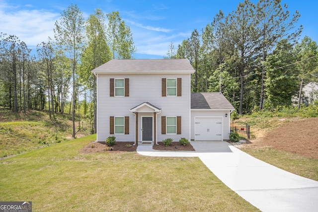 278 Lambert Overlook Cir, Carrollton, GA 30117 - view of front facade with concrete driveway, a garage, and a front yard