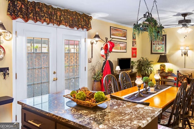 7 Stratford Dr, Athens, GA 30605 - dining room with a ceiling fan and crown molding