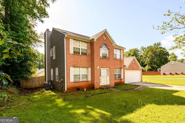 3730 Warriors Path, Decatur, GA 30034 - colonial inspired home with a chimney, crawl space, a garage, brick siding, and driveway