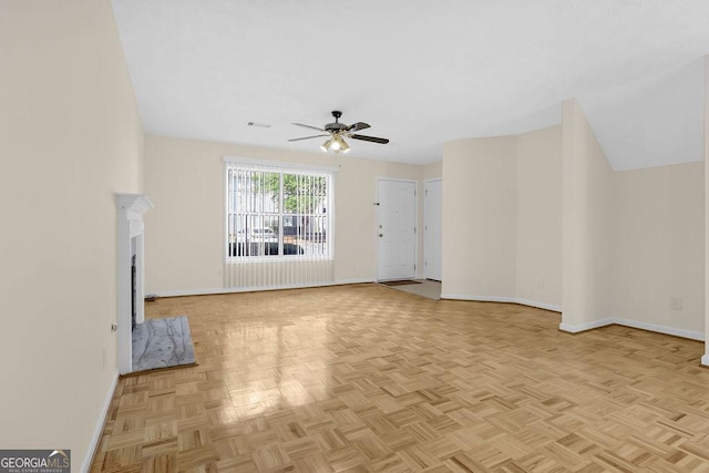 6359 Wedgeview Dr, Tucker, GA 30084 - unfurnished living room with a ceiling fan and baseboards