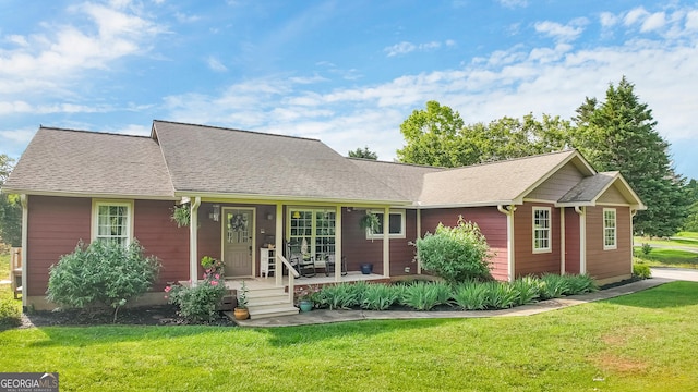 739 Rockford Creek Rd, Clarkesville, GA 30523 - view of front of house with a front lawn, covered porch, and a shingled roof
