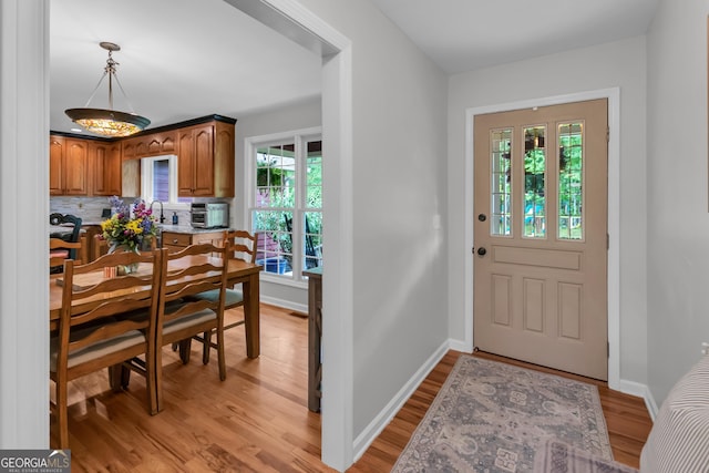739 Rockford Creek Rd, Clarkesville, GA 30523 - entryway with light wood-style flooring and baseboards