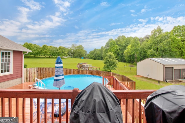 739 Rockford Creek Rd, Clarkesville, GA 30523 - view of pool featuring a deck, a grill, and an outdoor structure