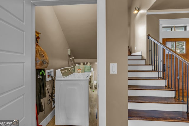 stairway with baseboards