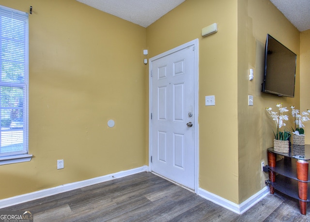 2326 Nicole Dr, Hampton, GA 30228 - foyer entrance with dark wood-type flooring, baseboards, and a textured ceiling