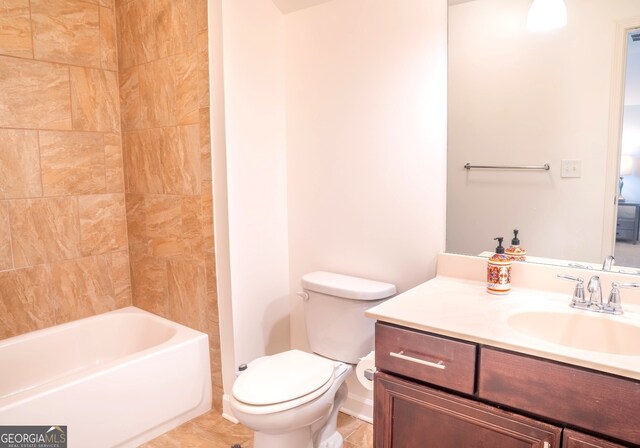 4448 Tacoma Trce, Suwanee, GA 30024 - full bath with vanity, toilet, and bathing tub / shower combination