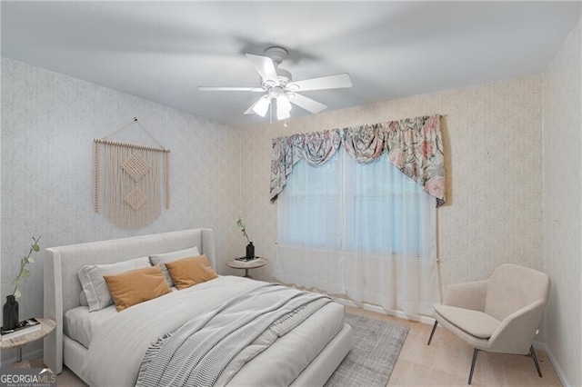 1471 Robinhood Trl, Gainesville, GA 30501 - bedroom with wallpapered walls and a ceiling fan