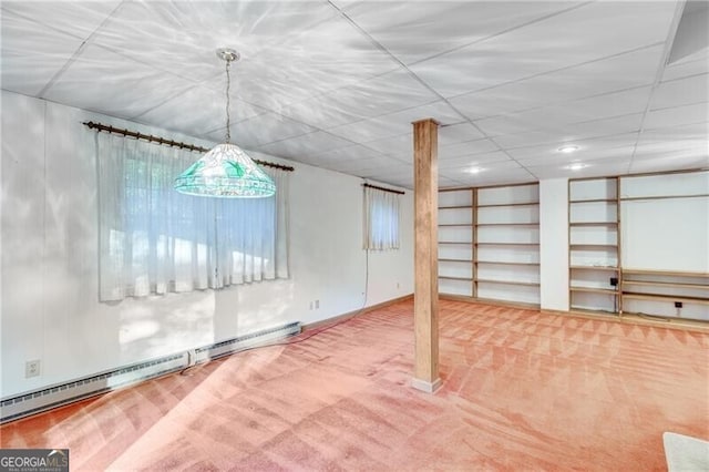 1471 Robinhood Trl, Gainesville, GA 30501 - below grade area with baseboard heating, carpet flooring, and built in shelves