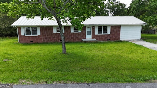 77 Frances St, Summerville, GA 30747 - ranch-style home featuring crawl space, a front yard, brick siding, and metal roof