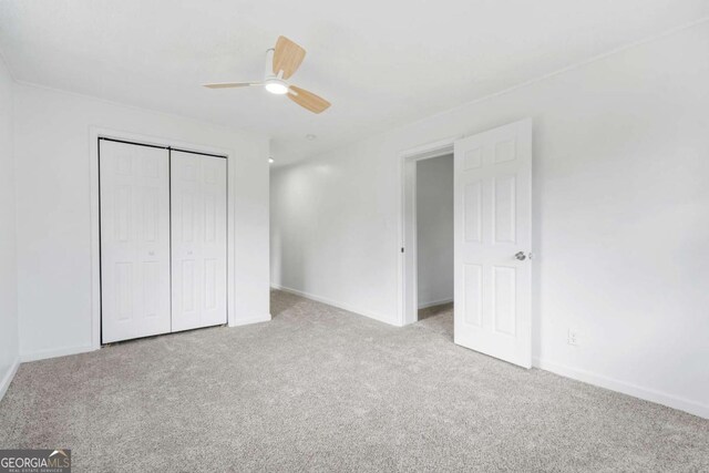 77 Frances St, Summerville, GA 30747 - unfurnished bedroom with carpet flooring, baseboards, a closet, and ceiling fan