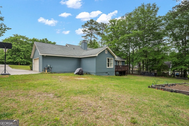 139 Heath Dr S, Macon, GA 31220 - view of property exterior featuring an attached garage, driveway, and a chimney