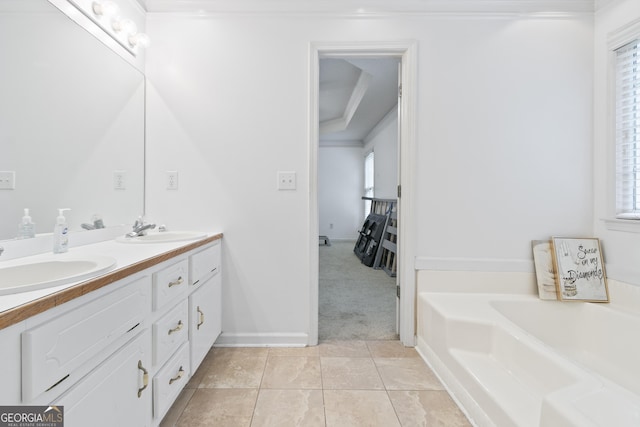 11 Vintage Ct SW, Cartersville, GA 30120 - full bathroom featuring crown molding, a bath, double vanity, and tile patterned floors