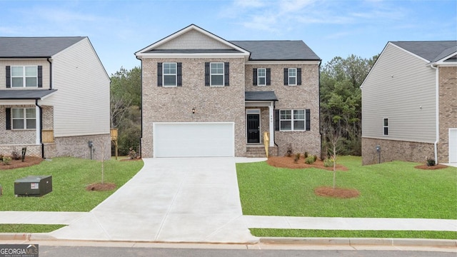 1483 Autumn Wind Dr, Dacula, GA 30019 - craftsman-style house with brick siding, driveway, an attached garage, and a front lawn