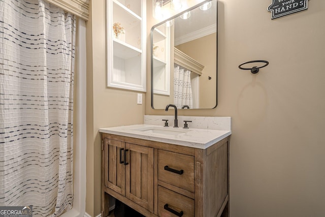 516 Main St, Hiram, GA 30141 - bathroom featuring vanity and a shower with curtain