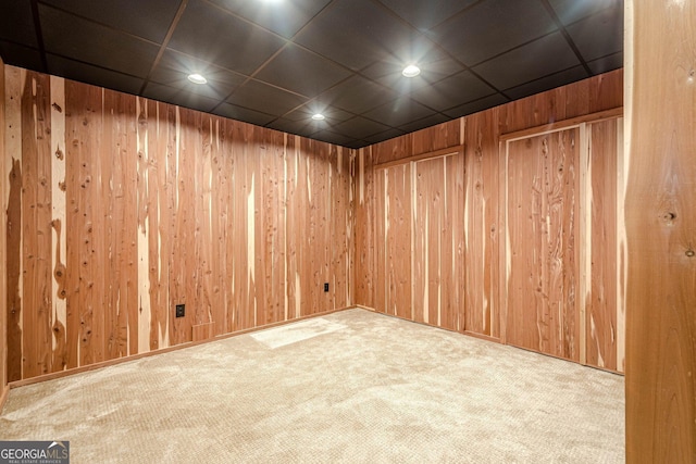 516 Main St, Hiram, GA 30141 - carpeted spare room with recessed lighting and wood walls