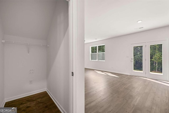 interior space with wood finished floors