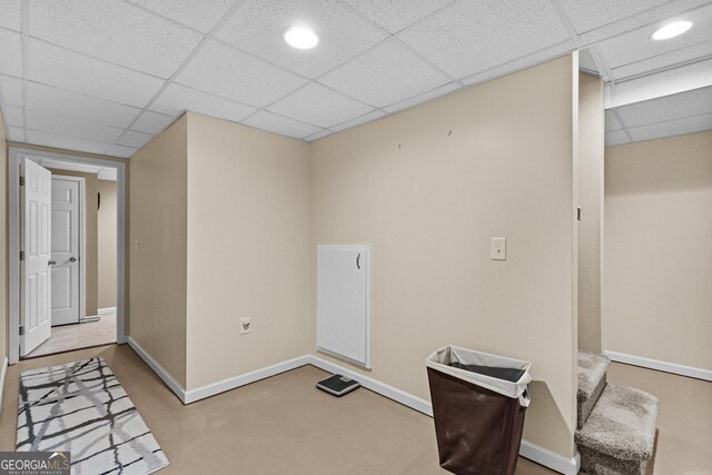 4010 Hamilton Mill Rd, Buford, GA 30519 - finished basement with a drop ceiling, baseboards, carpet floors, and recessed lighting