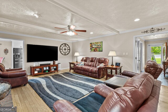 4010 Hamilton Mill Rd, Buford, GA 30519 - living room with hardwood / wood-style flooring, a textured ceiling, ceiling fan, recessed lighting, and baseboards