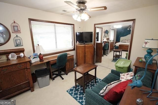 3353 Greenfield Dr, Marietta, GA 30068 - office featuring ceiling fan and light carpet