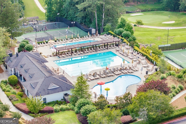 3353 Greenfield Dr, Marietta, GA 30068 - drone / aerial view of a pool area and a golf course