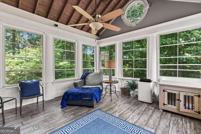 3441 Sherrod Dr SW, Marietta, GA 30060 - sunroom featuring wood finished floors, wooden ceiling, and a wooden deck