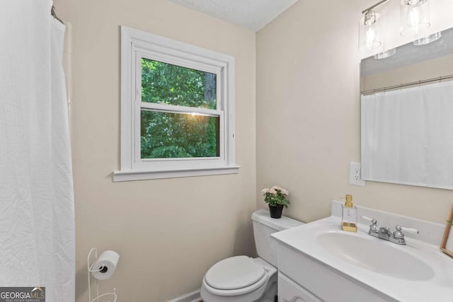 3441 Sherrod Dr SW, Marietta, GA 30060 - full bathroom featuring vanity, toilet, and a shower with shower curtain