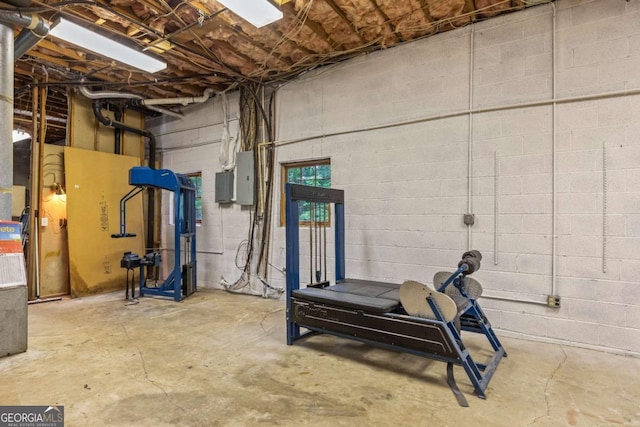 3441 Sherrod Dr SW, Marietta, GA 30060 - below grade area featuring electric panel and concrete block wall