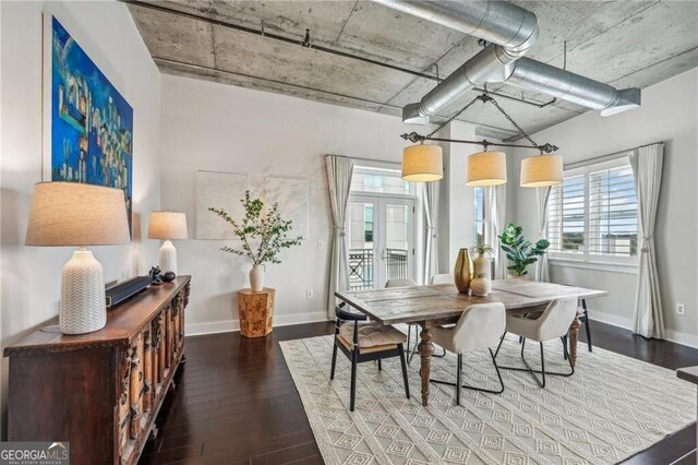 206 NE 11th St NE Unit Ph703, Atlanta, GA 30309 - dining space with wood-type flooring, plenty of natural light, baseboards, and french doors