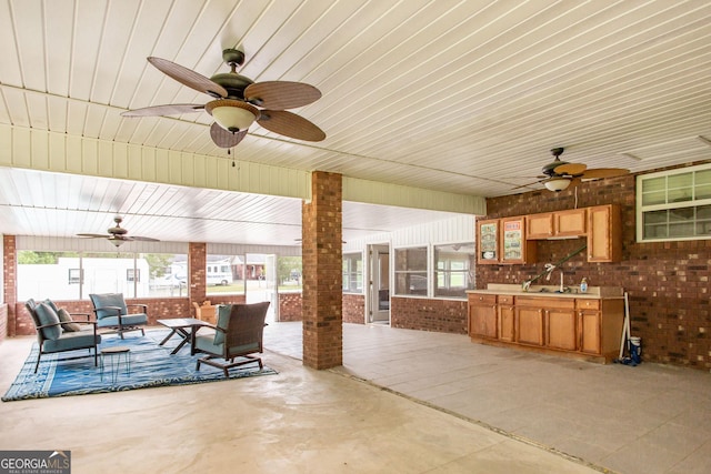 3842 Kay Cir, Blackshear, GA 31516 - view of patio with ceiling fan, exterior kitchen, and a sink