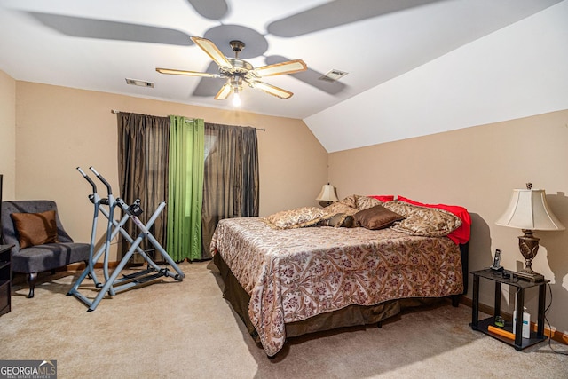 carpeted bedroom featuring a ceiling fan