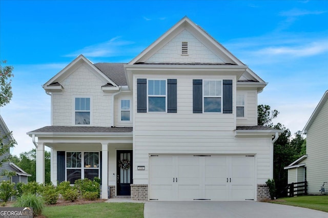 116 Daffodil Lndg, Dallas, GA 30132 - view of front of property with a garage, driveway, roof with shingles, and covered porch