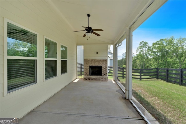 view of patio with ceiling fan
