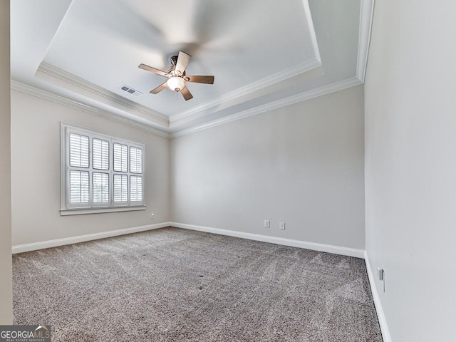 414 Candler Trl, Canton, GA 30115 - unfurnished room featuring crown molding, a raised ceiling, ceiling fan, and carpet floors