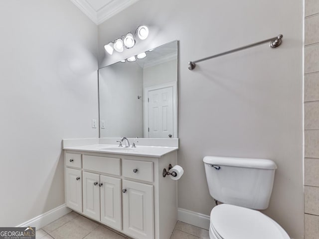 414 Candler Trl, Canton, GA 30115 - bathroom featuring ornamental molding, vanity, and tile patterned flooring