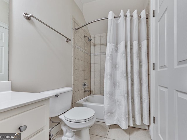 414 Candler Trl, Canton, GA 30115 - bathroom featuring vanity, shower / tub combo, and tile patterned floors