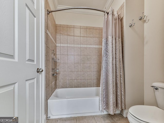 414 Candler Trl, Canton, GA 30115 - full bath featuring shower / bathtub combination with curtain and tile patterned floors