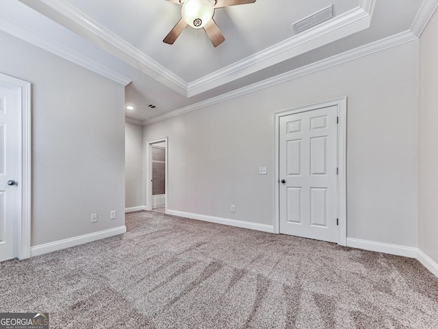 414 Candler Trl, Canton, GA 30115 - carpeted spare room featuring ceiling fan, crown molding, and a tray ceiling