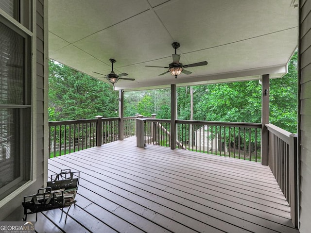 414 Candler Trl, Canton, GA 30115 - wooden deck with ceiling fan