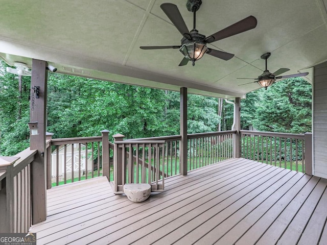 414 Candler Trl, Canton, GA 30115 - deck featuring a ceiling fan