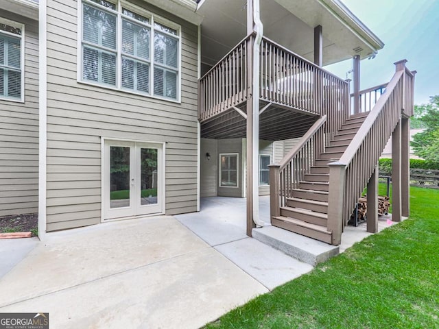 414 Candler Trl, Canton, GA 30115 - view of patio featuring stairs, a deck, and french doors