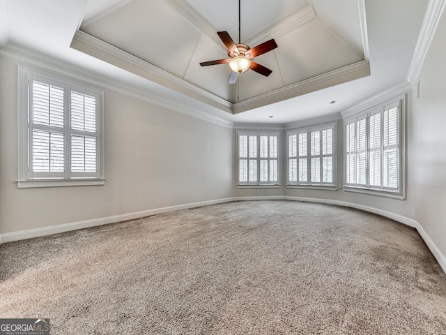 414 Candler Trl, Canton, GA 30115 - carpeted spare room featuring plenty of natural light, crown molding, ceiling fan, and a raised ceiling