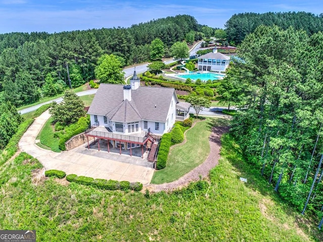414 Candler Trl, Canton, GA 30115 - view from above of property featuring a forest and a pool area