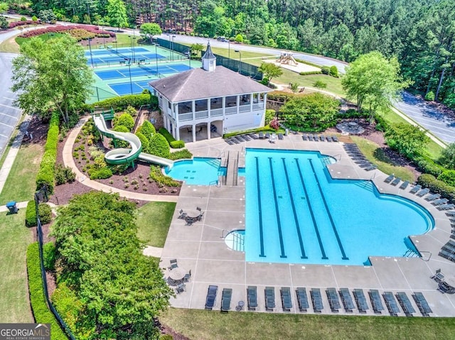 414 Candler Trl, Canton, GA 30115 - aerial view of a pool area