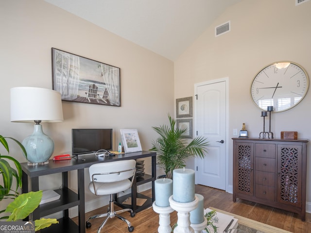137 Ryan Nicholas Dr, Kingsland, GA 31548 - office with wood finished floors and high vaulted ceiling