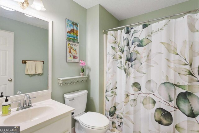 836 Palmetto Tyrone Rd, Sharpsburg, GA 30277 - full bath with toilet, vanity, and curtained shower