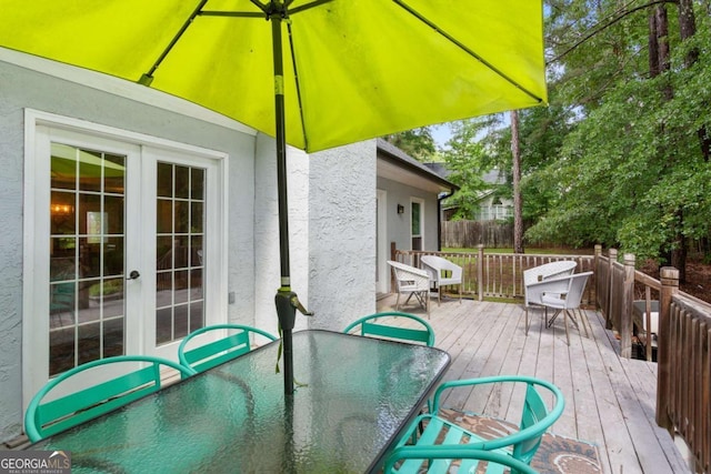 836 Palmetto Tyrone Rd, Sharpsburg, GA 30277 - wooden deck featuring outdoor dining area and french doors